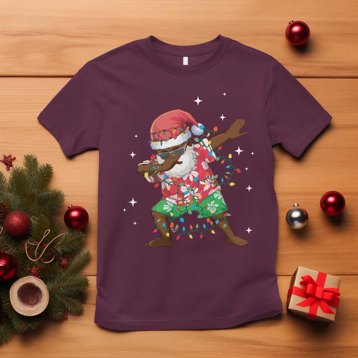 Christmas Hawaiian T Shirt Afro African Dabbing Santa Xmas Dab Girls Boys Kids - Wonder Print Shop