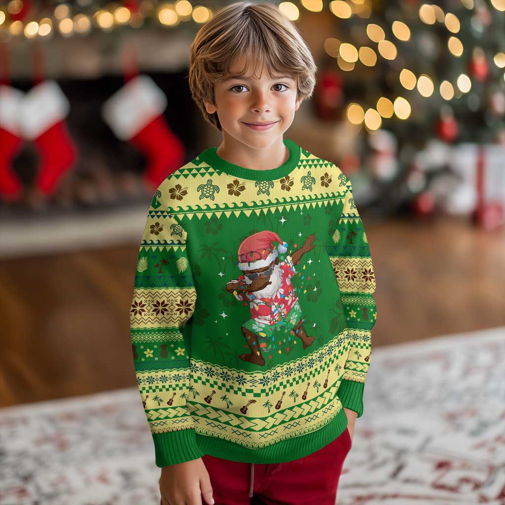 Hawaiian Ugly Christmas Sweater Afro African Dabbing Santa Xmas Dab Girls Boys Kids - Wonder Print Shop