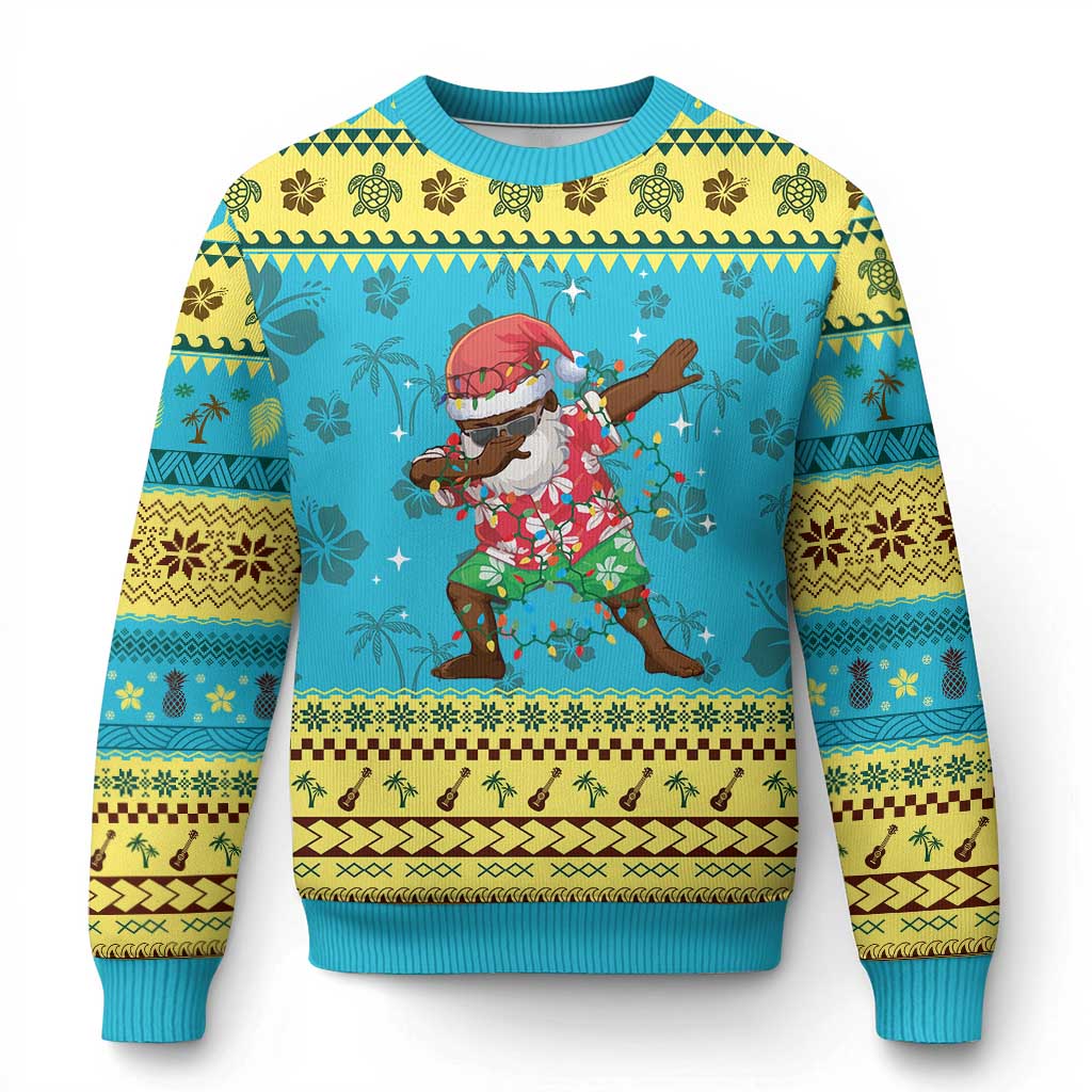 Hawaiian Ugly Christmas Sweater Afro African Dabbing Santa Xmas Dab Girls Boys Kids - Wonder Print Shop