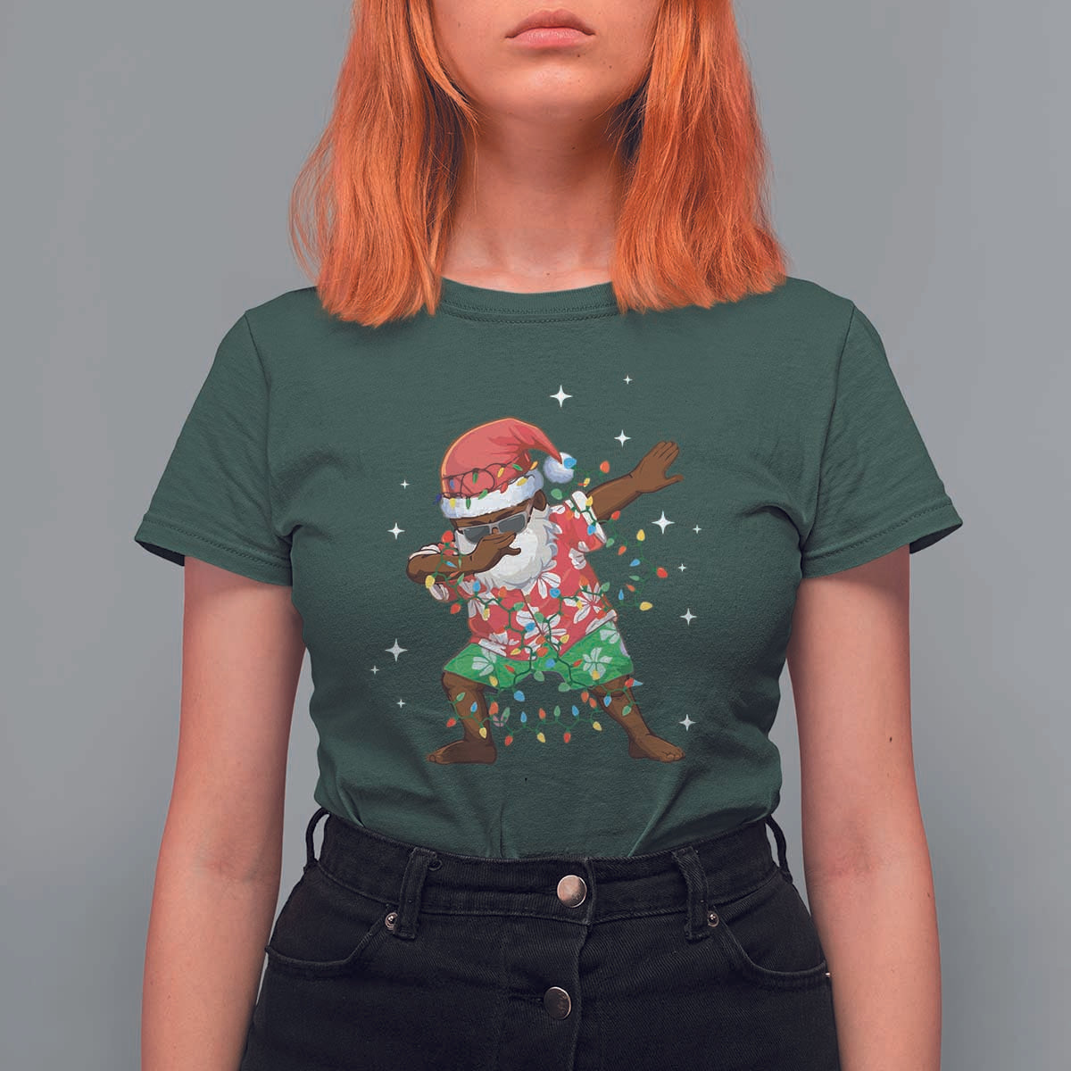 Christmas Hawaiian T Shirt For Women Afro African Dabbing Santa Xmas Dab Girls Boys Kids - Wonder Print Shop