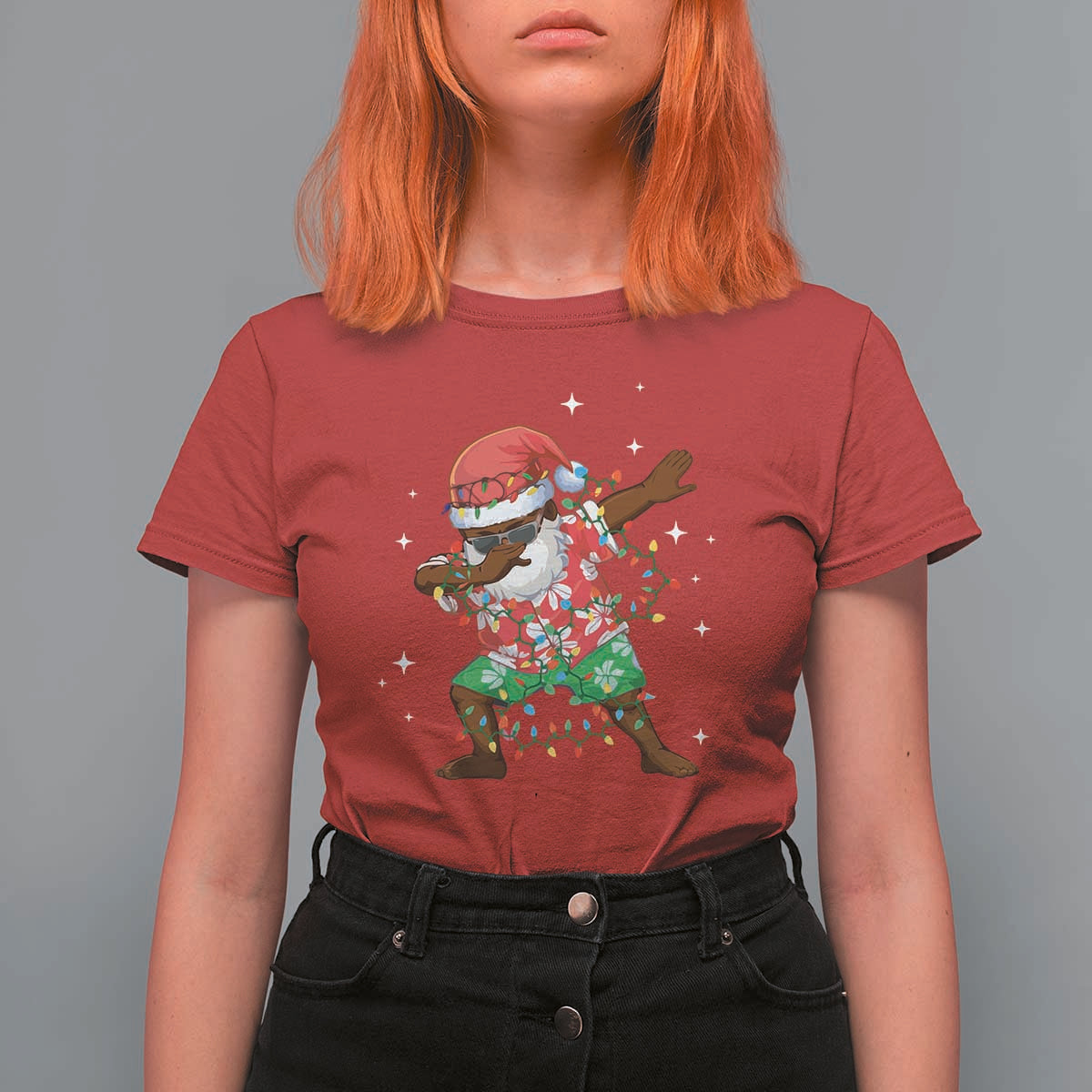 Christmas Hawaiian T Shirt For Women Afro African Dabbing Santa Xmas Dab Girls Boys Kids - Wonder Print Shop