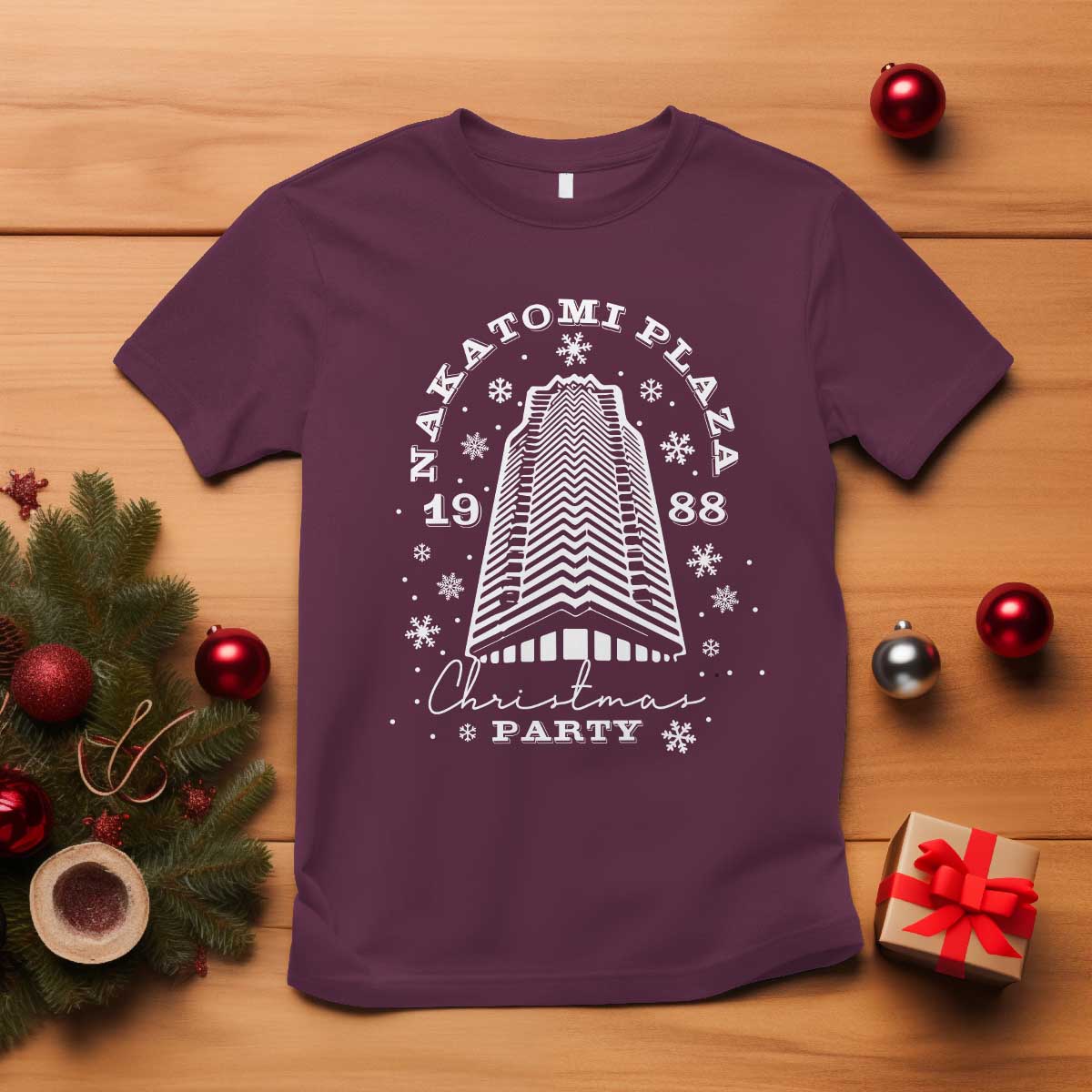 Nakatomi Plaza Christmas Party 1988 T Shirt Funny 80's Xmas Movie - Wonder Print Shop