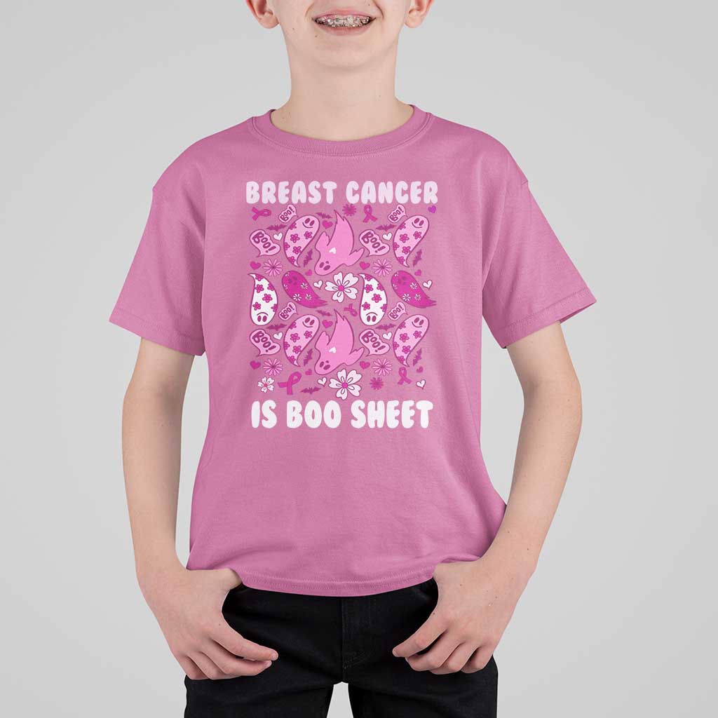 In October We Wear Pink T Shirt For Kid Ghost Breast Cancer Is Boo Sheet - Wonder Print Shop