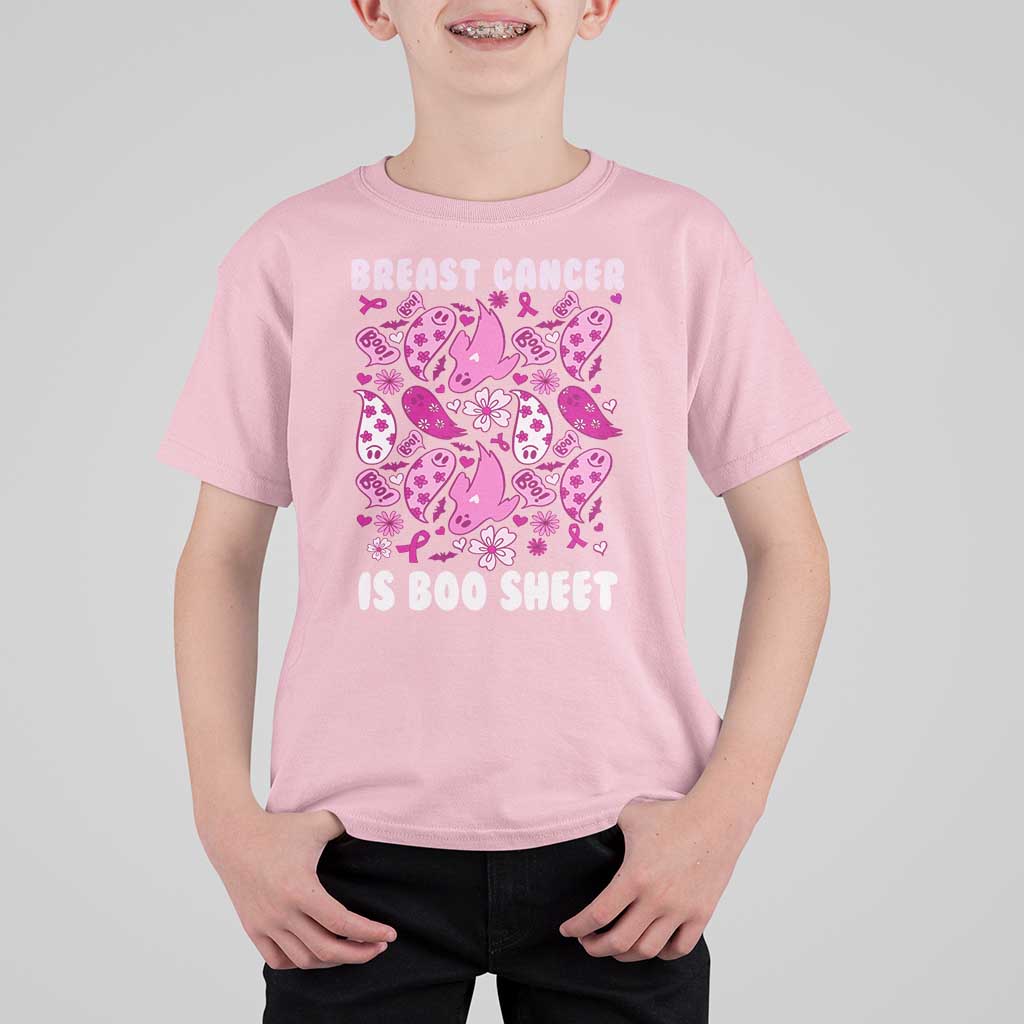 In October We Wear Pink T Shirt For Kid Ghost Breast Cancer Is Boo Sheet - Wonder Print Shop