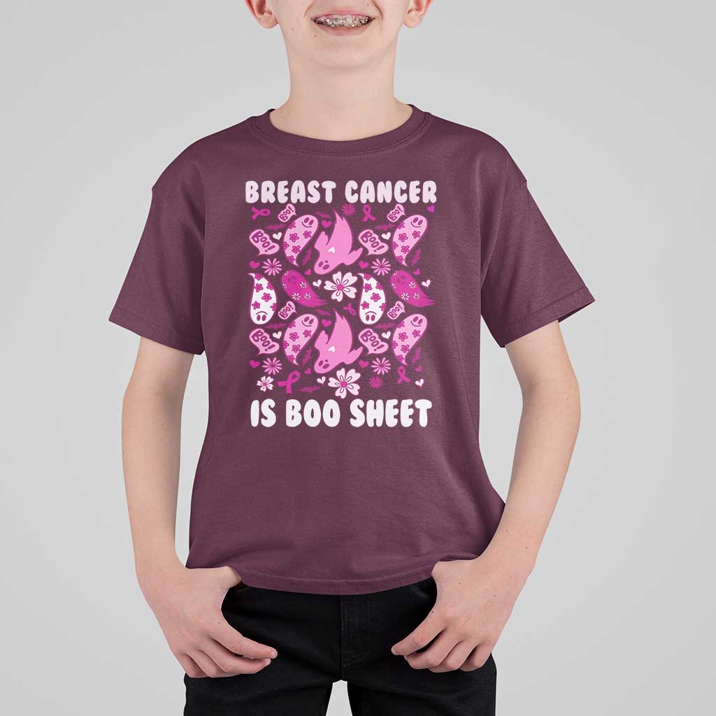 In October We Wear Pink T Shirt For Kid Ghost Breast Cancer Is Boo Sheet - Wonder Print Shop