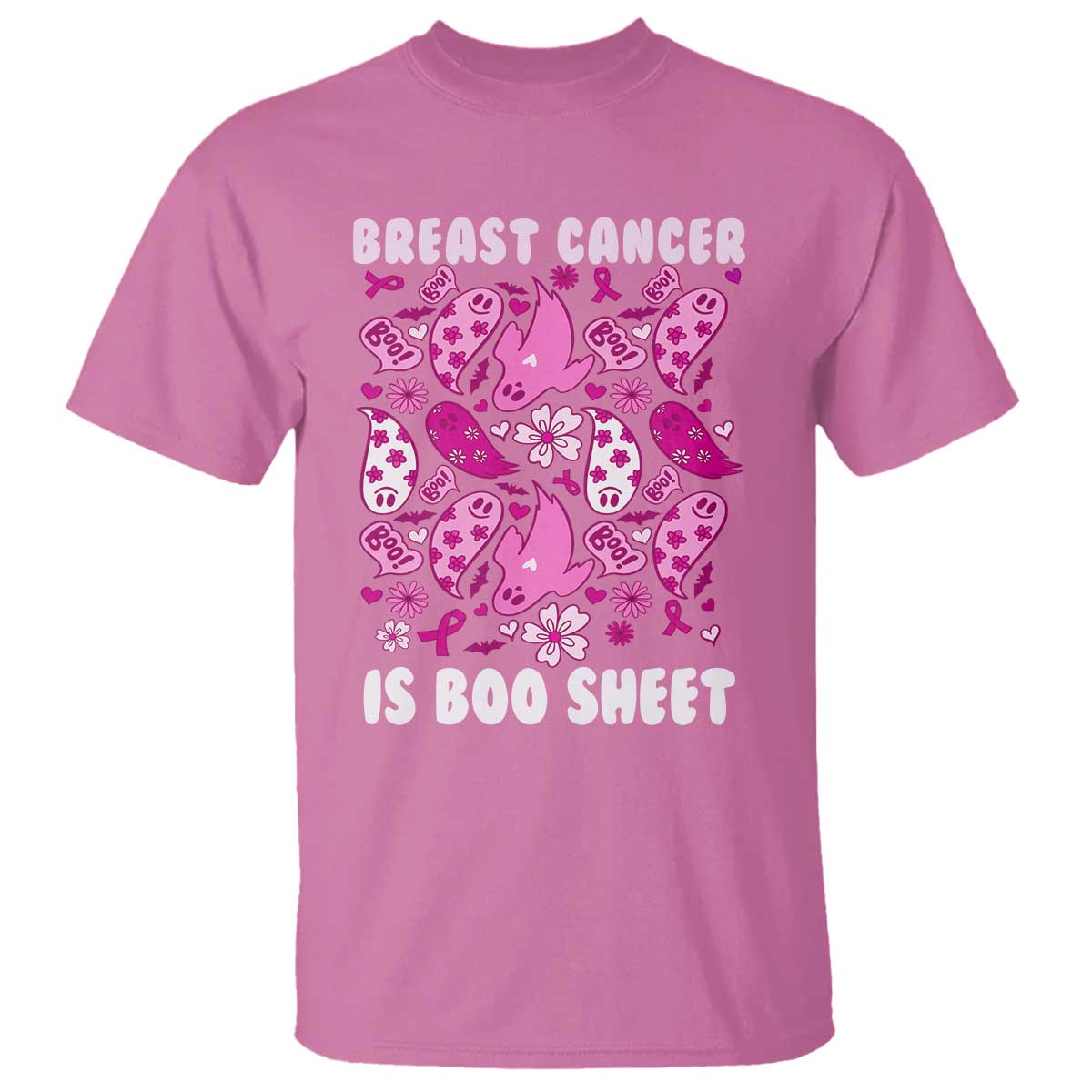 In October We Wear Pink T Shirt Ghost Breast Cancer Is Boo Sheet - Wonder Print Shop