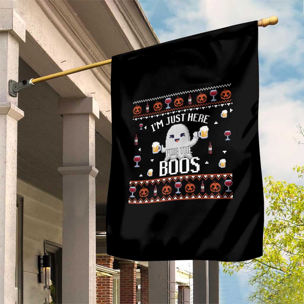 Im Just Here for the Boos Funny Gift Halloween Ghost with Beer Garden Flag Ugly Halloween Sweater - Wonder Print Shop