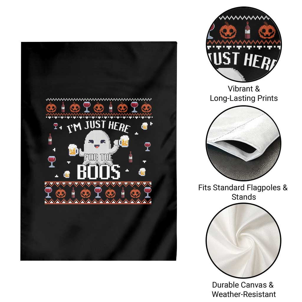 Im Just Here for the Boos Funny Gift Halloween Ghost with Beer Garden Flag Ugly Halloween Sweater - Wonder Print Shop