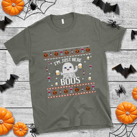 Im Just Here for the Boos Funny Gift Halloween Ghost with Beer T Shirt Ugly Halloween Sweater - Wonder Print Shop
