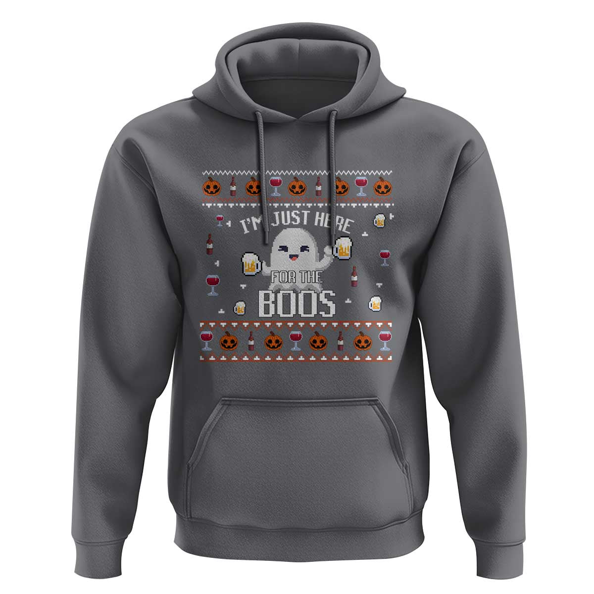Im Just Here for the Boos Funny Gift Halloween Ghost with Beer Hoodie Ugly Halloween Sweater