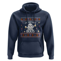 Im Just Here for the Boos Funny Gift Halloween Ghost with Beer Hoodie Ugly Halloween Sweater