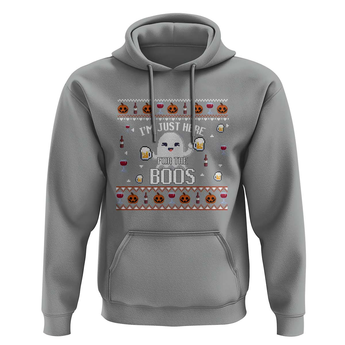 Im Just Here for the Boos Funny Gift Halloween Ghost with Beer Hoodie Ugly Halloween Sweater