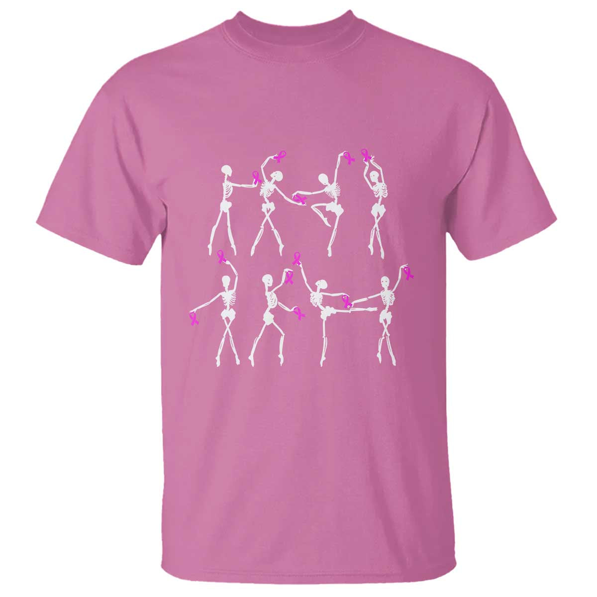 Pink Ribbon Breast Cancer Awareness T Shirt Skeleton Ballerinas Ballet Dance Cute Halloween - Wonder Print Shop