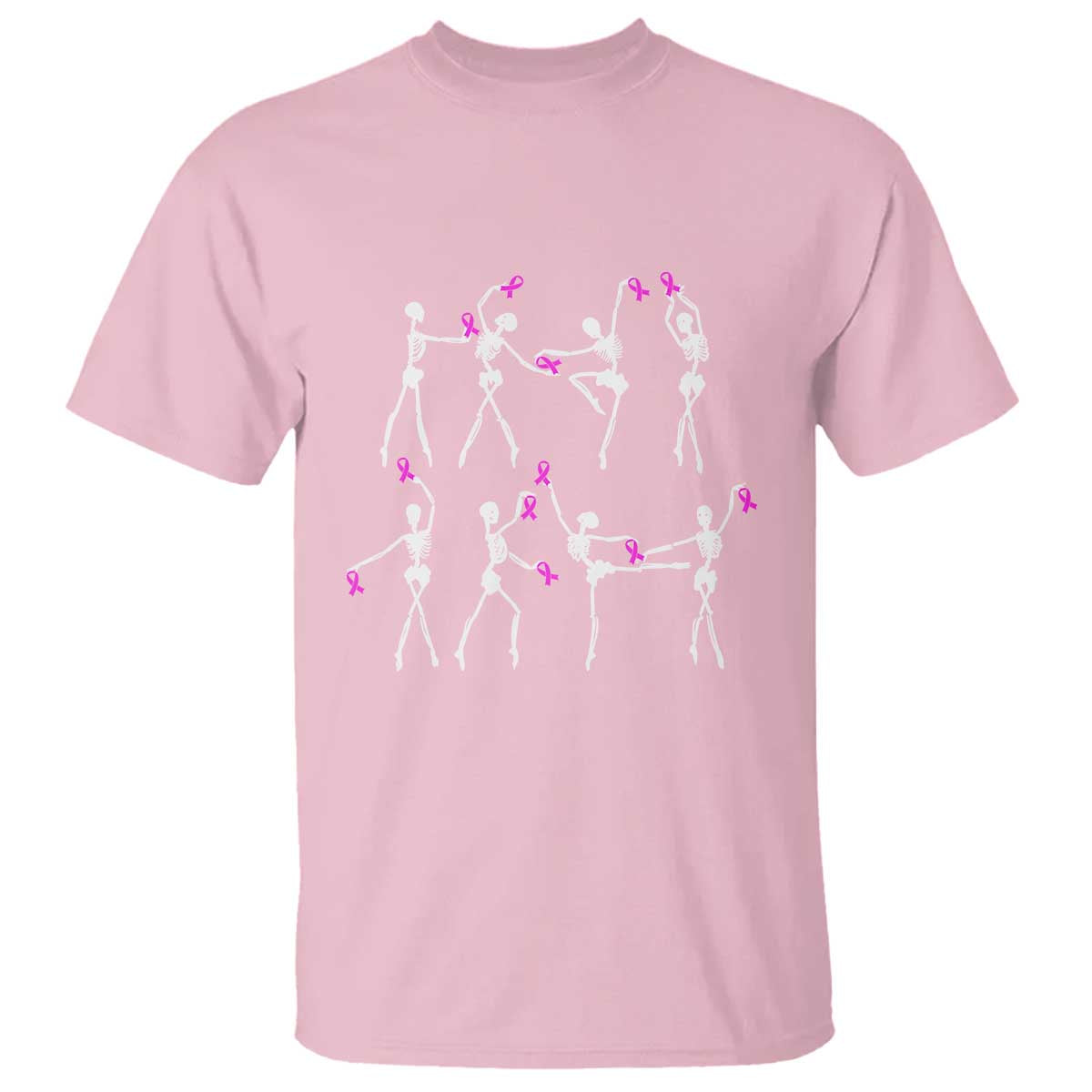 Pink Ribbon Breast Cancer Awareness T Shirt Skeleton Ballerinas Ballet Dance Cute Halloween - Wonder Print Shop