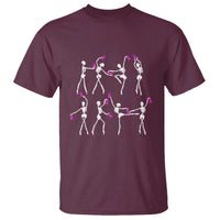 Pink Ribbon Breast Cancer Awareness T Shirt Skeleton Ballerinas Ballet Dance Cute Halloween - Wonder Print Shop