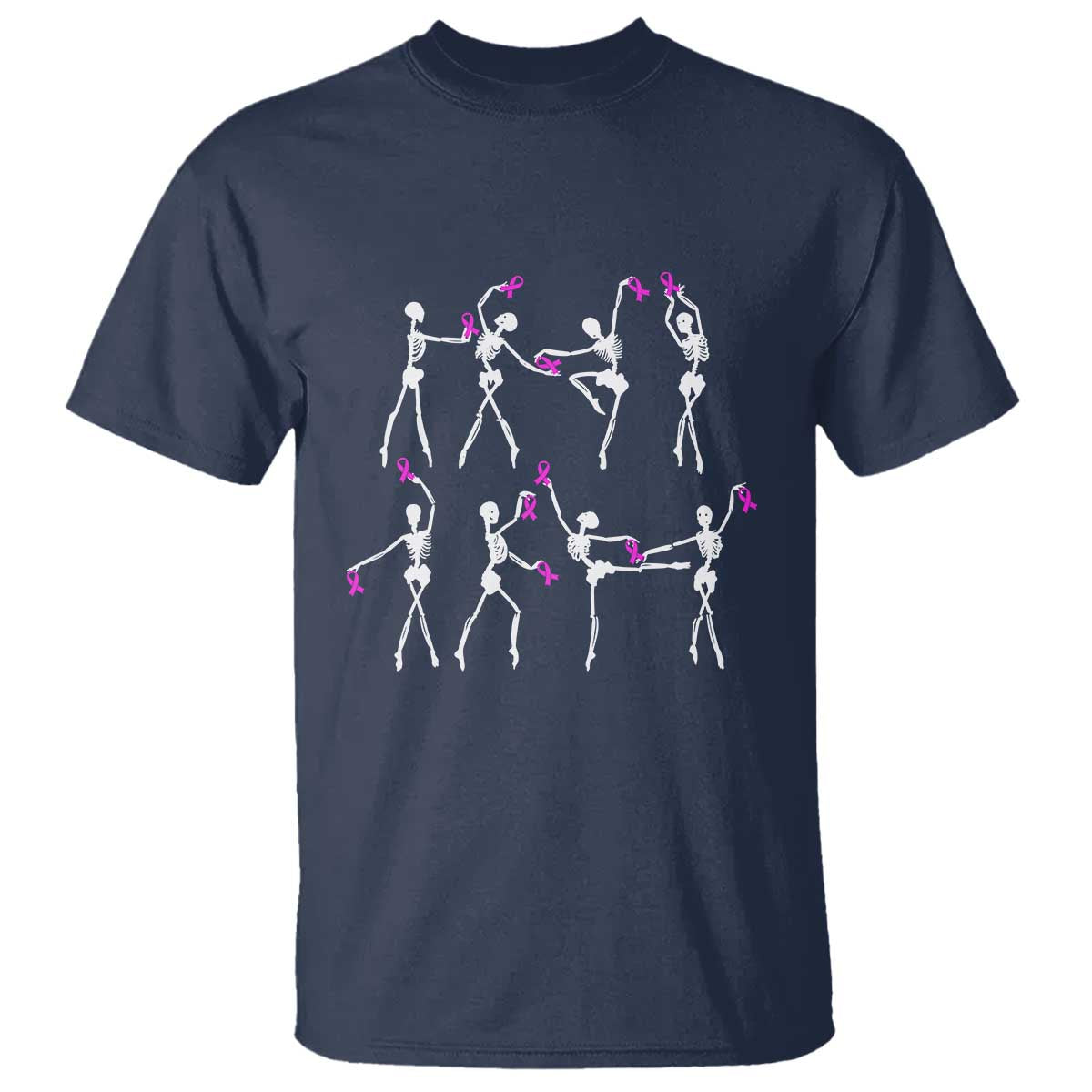 Pink Ribbon Breast Cancer Awareness T Shirt Skeleton Ballerinas Ballet Dance Cute Halloween - Wonder Print Shop