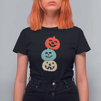 Vintage Halloween Pumpkin Funny Retro Gift T Shirt For Women Cute Spooky Season Clothing - Wonder Print Shop