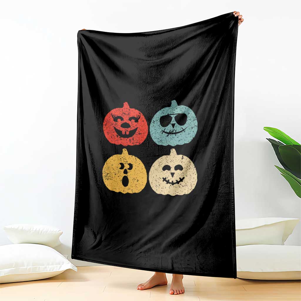 Retro Vintage Halloween Pumpkin Funny Gift Throw Blanket - Wonder Print Shop