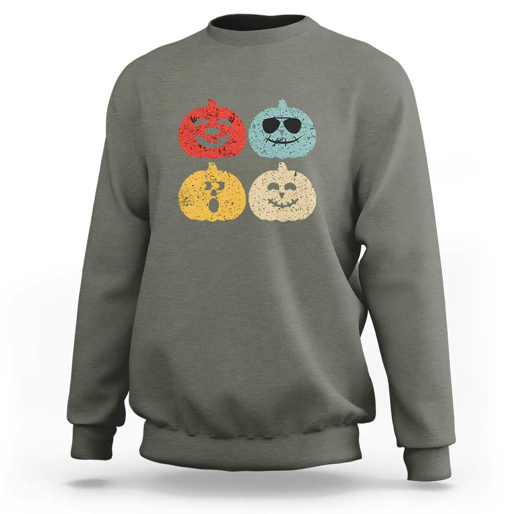 Retro Vintage Halloween Pumpkin Funny Gift Sweatshirt - Wonder Print Shop