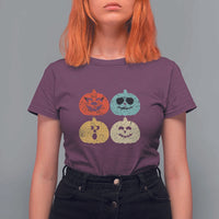 Retro Vintage Halloween Pumpkin Funny Gift T Shirt For Women - Wonder Print Shop