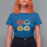 Retro Vintage Halloween Pumpkin Funny Gift T Shirt For Women - Wonder Print Shop