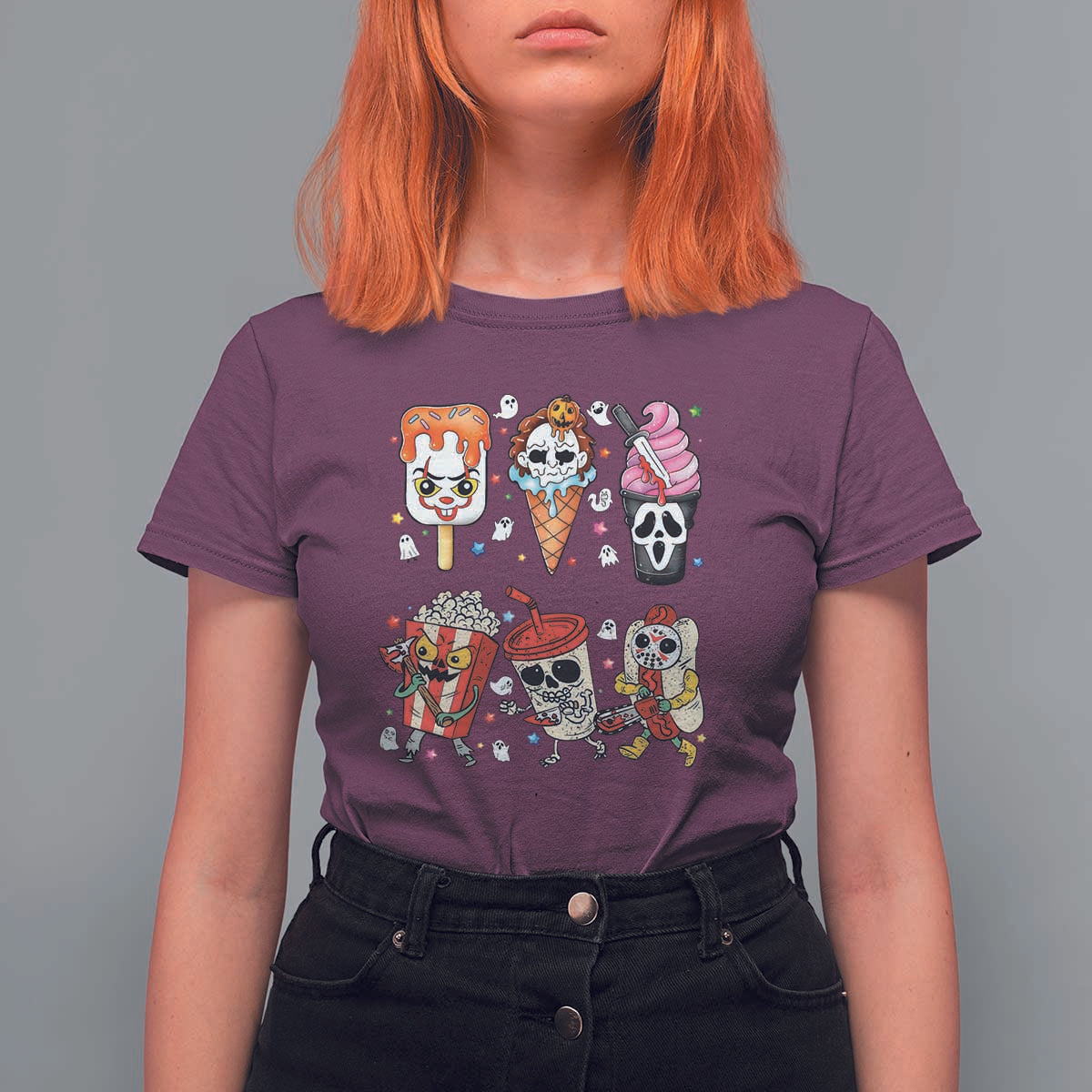 Horror Movie Summer Popsicle Halloween Ice Cream Summerween T Shirt For Women - Wonder Print Shop