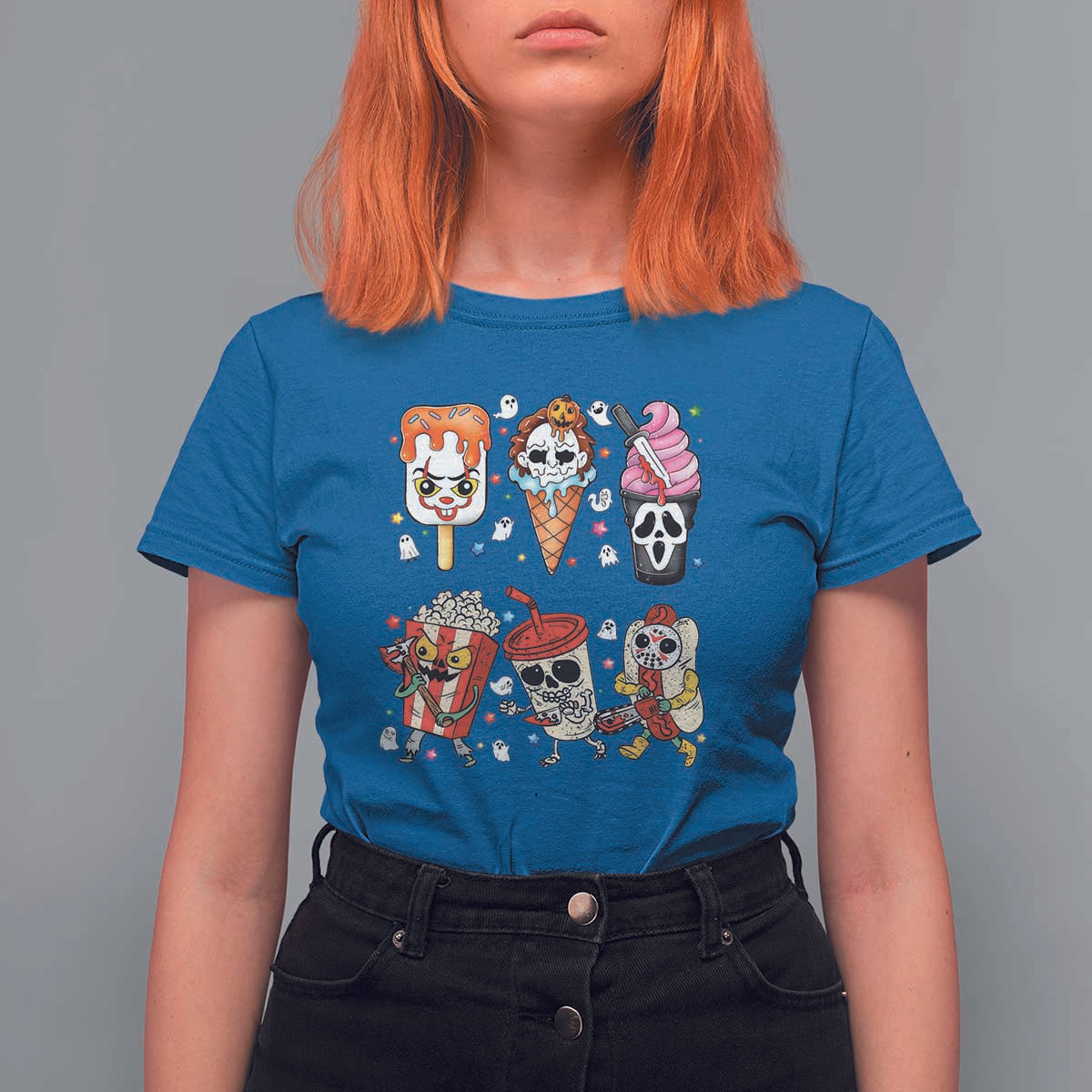 Horror Movie Summer Popsicle Halloween Ice Cream Summerween T Shirt For Women - Wonder Print Shop