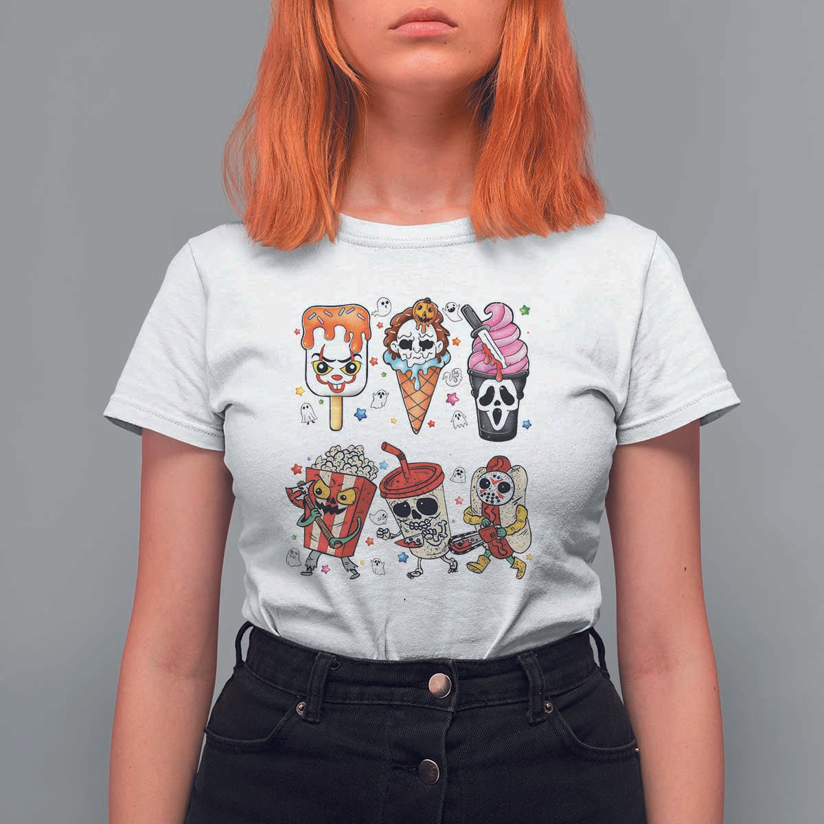 Horror Movie Summer Popsicle Halloween Ice Cream Summerween T Shirt For Women - Wonder Print Shop