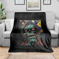 Horror Halloween Skull Throw Blanket Van Gogh Starry Night - Wonder Print Shop