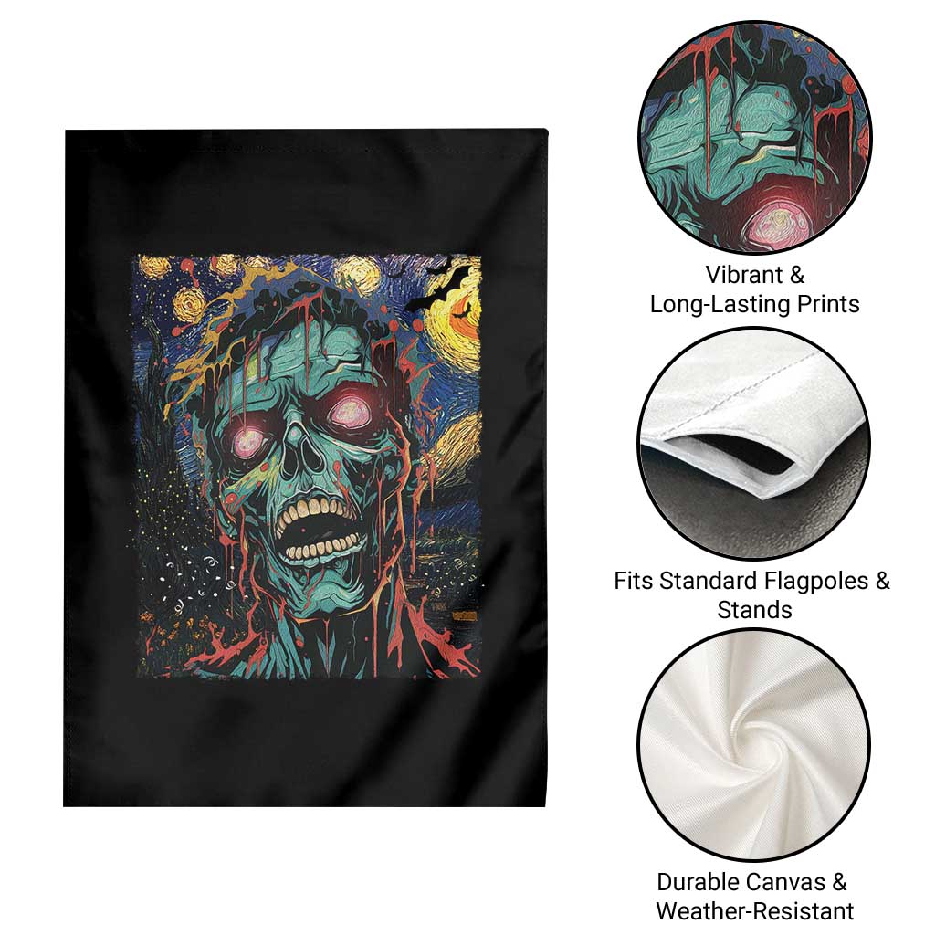 Horror Halloween Skull Garden Flag Van Gogh Starry Night - Wonder Print Shop