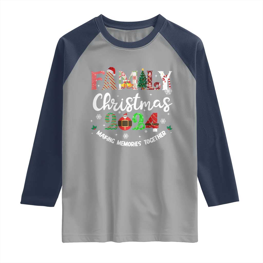 Matching Family Christmas 2024 Raglan Shirt Funny Group Xmas Festive Mom Dad Kids Tees