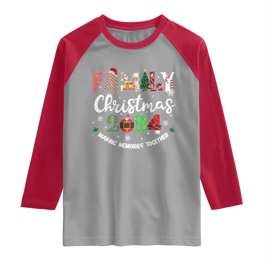 Matching Family Christmas 2024 Raglan Shirt Funny Group Xmas Festive Mom Dad Kids Tees
