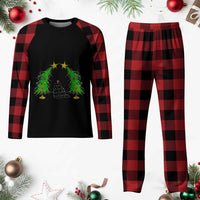 Cute Cat Plaid Pajama Set Kitty Cat Lover Xmas Tree Lights - Wonder Print Shop