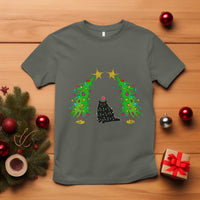 Cute Cat Christmas T Shirt Kitty Cat Lover Xmas Tree Lights - Wonder Print Shop