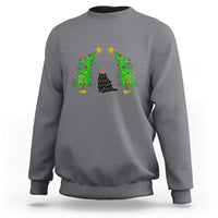 Cute Cat Christmas Sweatshirt Kitty Cat Lover Xmas Tree Lights - Wonder Print Shop