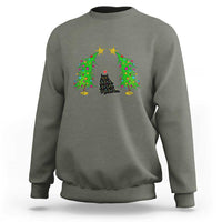 Cute Cat Christmas Sweatshirt Kitty Cat Lover Xmas Tree Lights - Wonder Print Shop