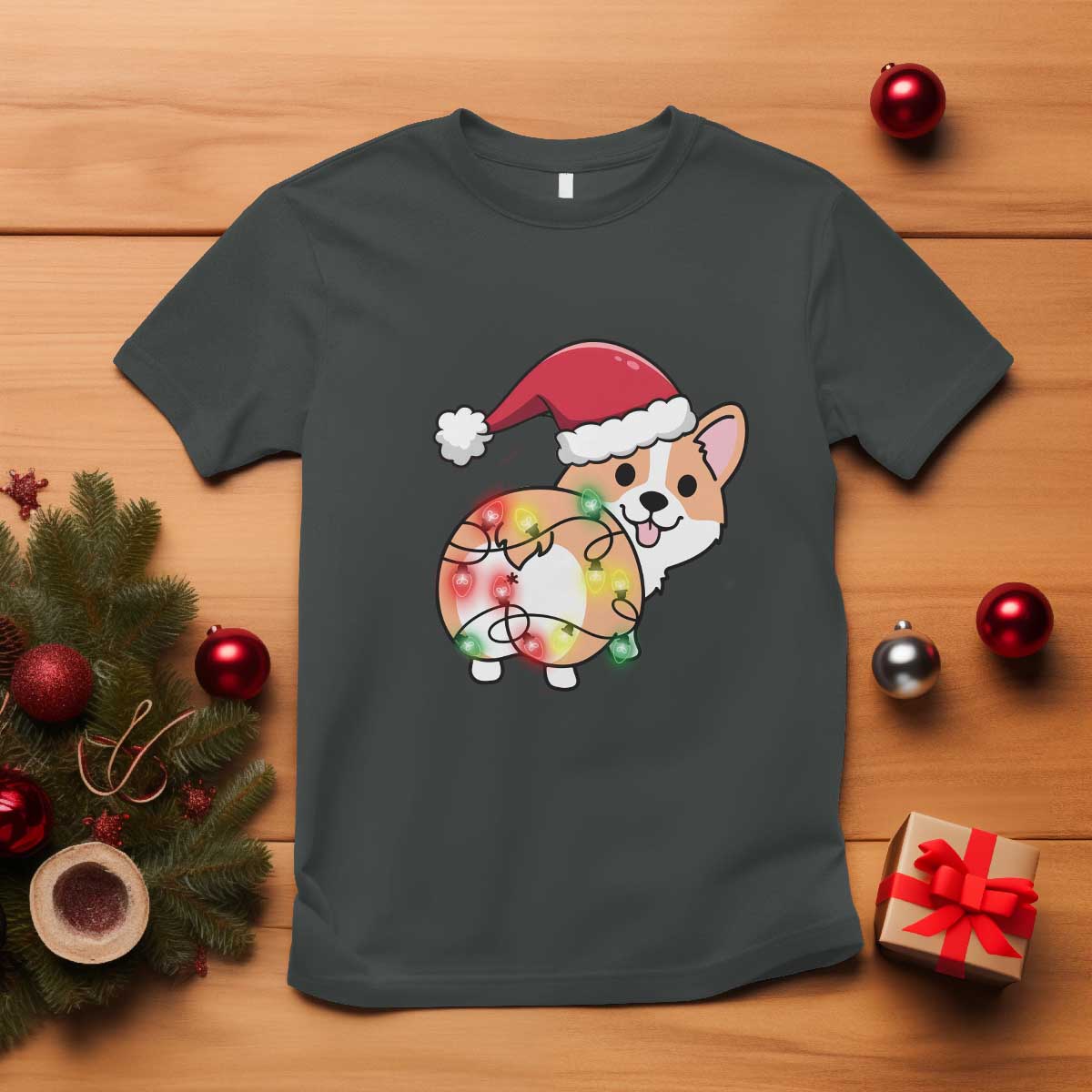 Christmas Corgi Dog T Shirt Cute Animal Pet Puppy Lover Gift Xmas Lights - Wonder Print Shop