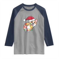 Christmas Corgi Dog Raglan Shirt Cute Animal Pet Puppy Lover Gift Xmas Lights