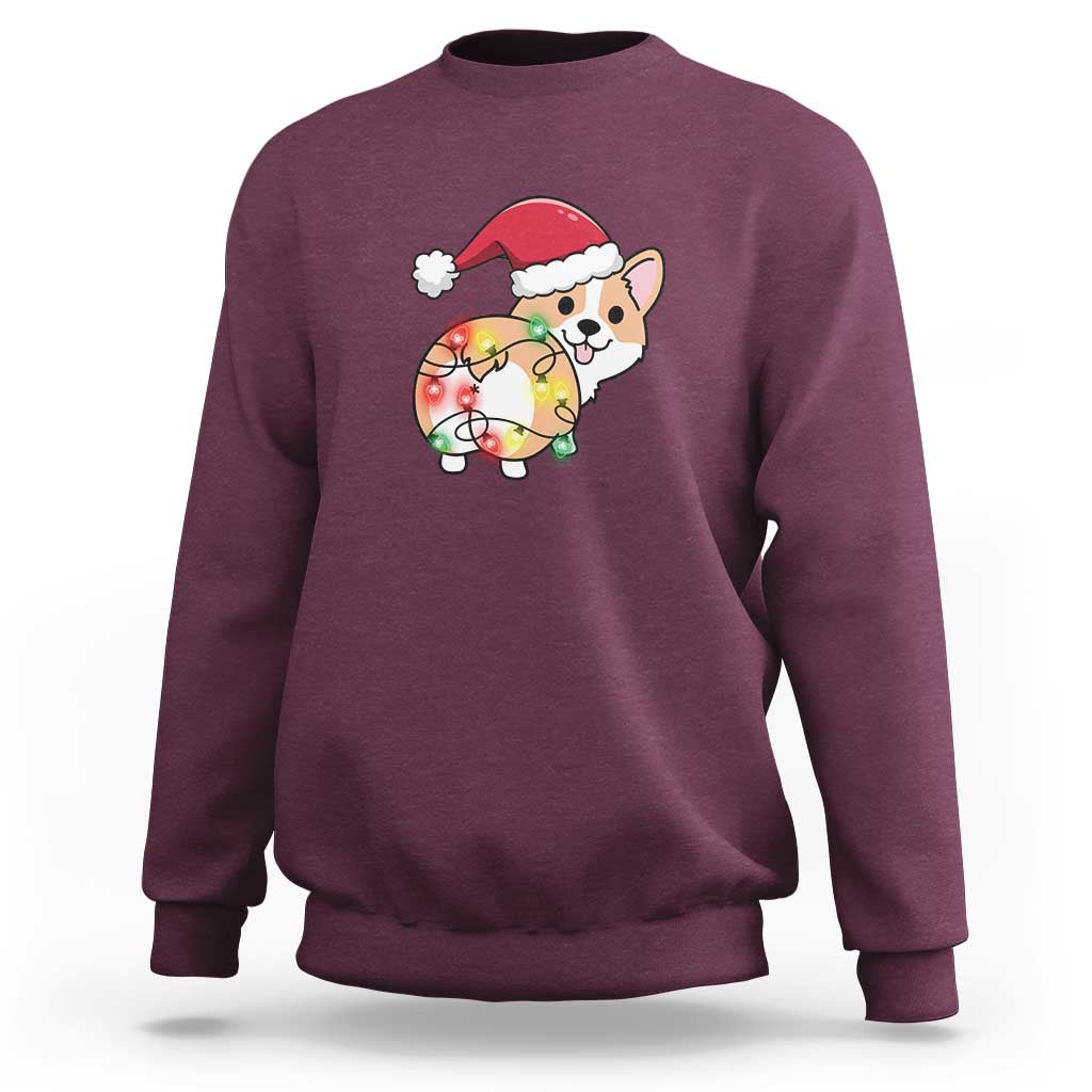 Christmas Corgi Dog Sweatshirt Cute Animal Pet Puppy Lover Gift Xmas Lights - Wonder Print Shop