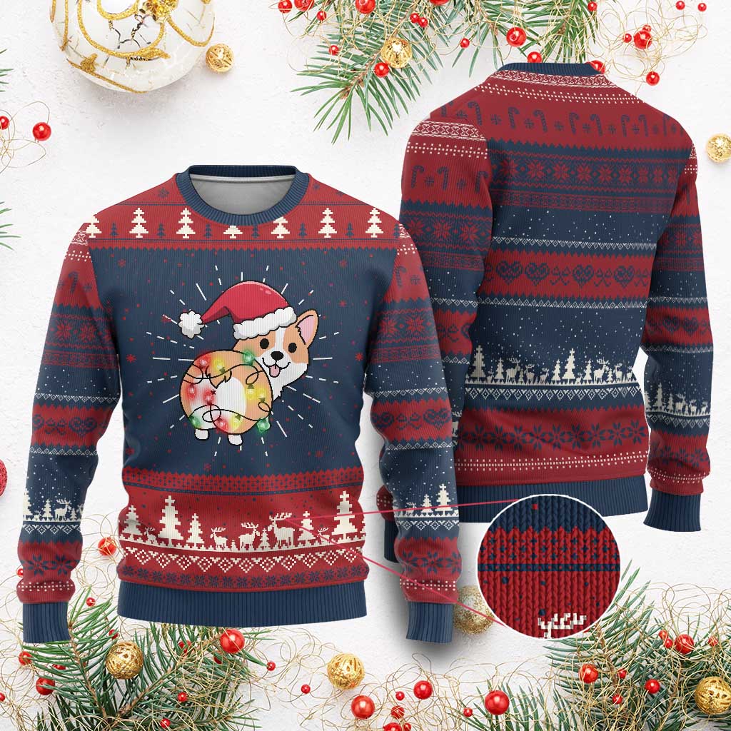 Christmas Corgi Dog Ugly Christmas Sweater Cute Animal Pet Puppy Lover Gift Xmas Lights - Wonder Print Shop