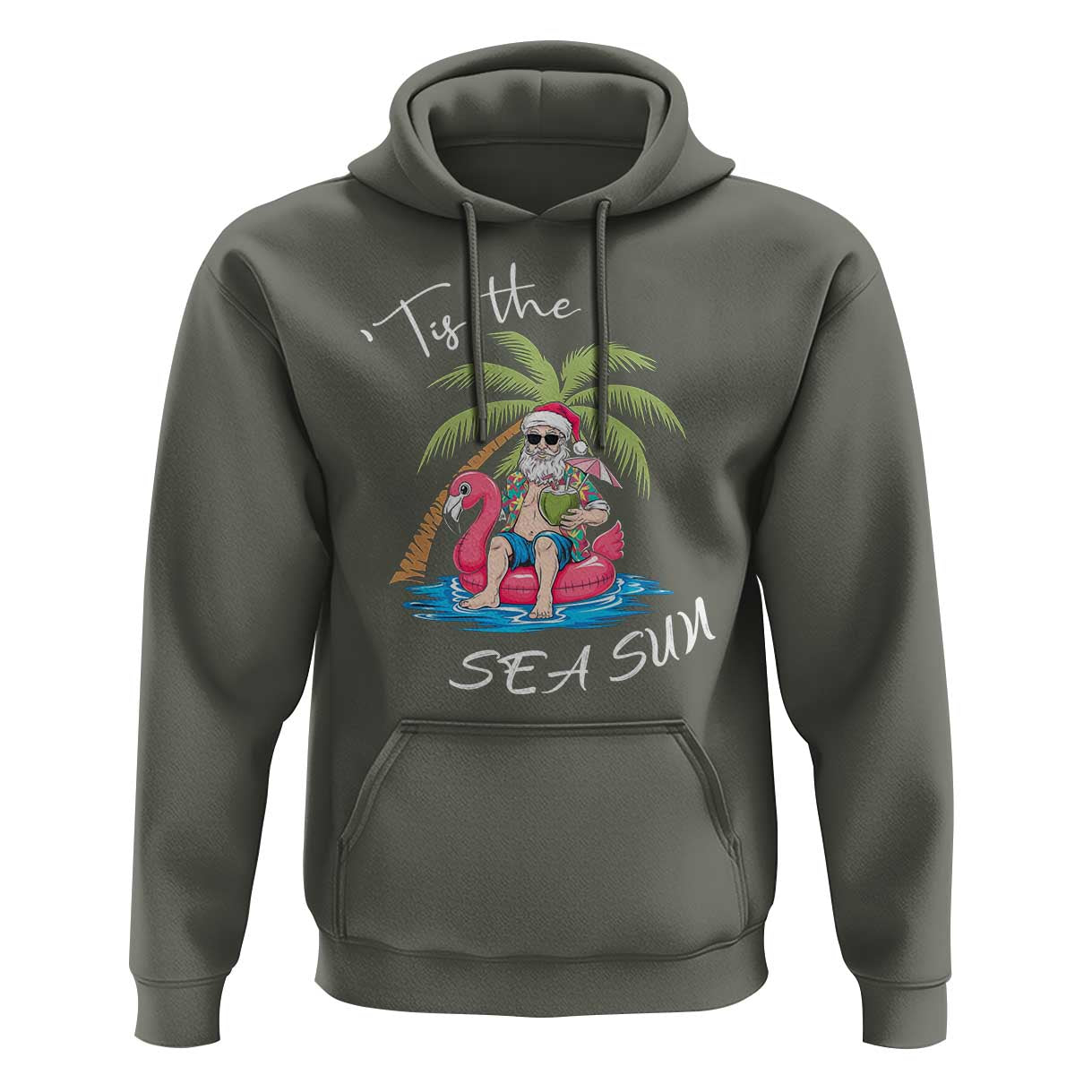 Hawaiian Christmas Hawaii Santa Hoodie Tis The Sea Sun Beach Hawaii Xmas In July Tropical Xmas Gift Family Holiday