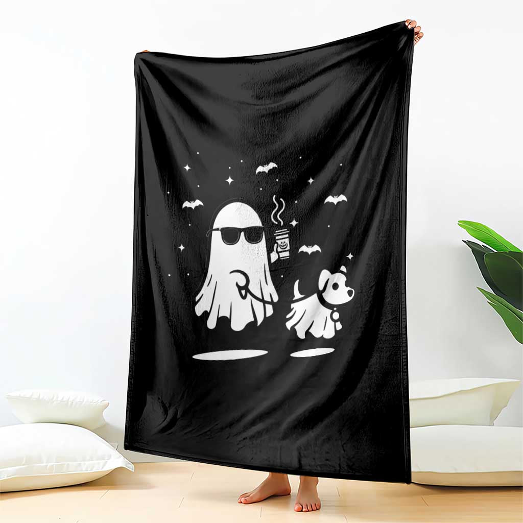 Halloween Ghost Dog Throw Blanket Retro Spooky Season Boo Sheet - Wonder Print Shop