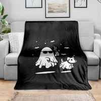 Halloween Ghost Dog Throw Blanket Retro Spooky Season Boo Sheet - Wonder Print Shop