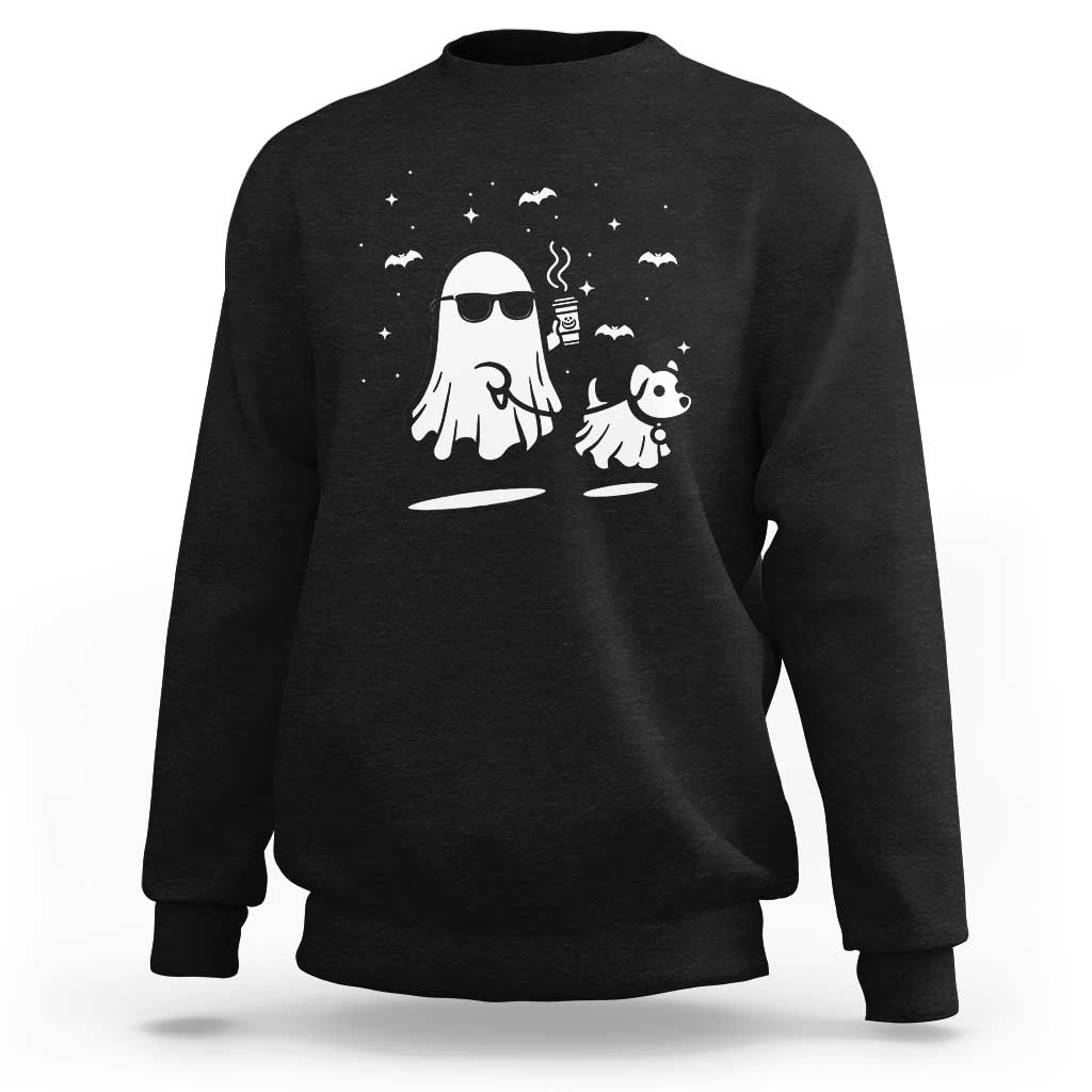 Halloween Ghost Dog Sweatshirt Retro Spooky Season - Wonder Print Shop