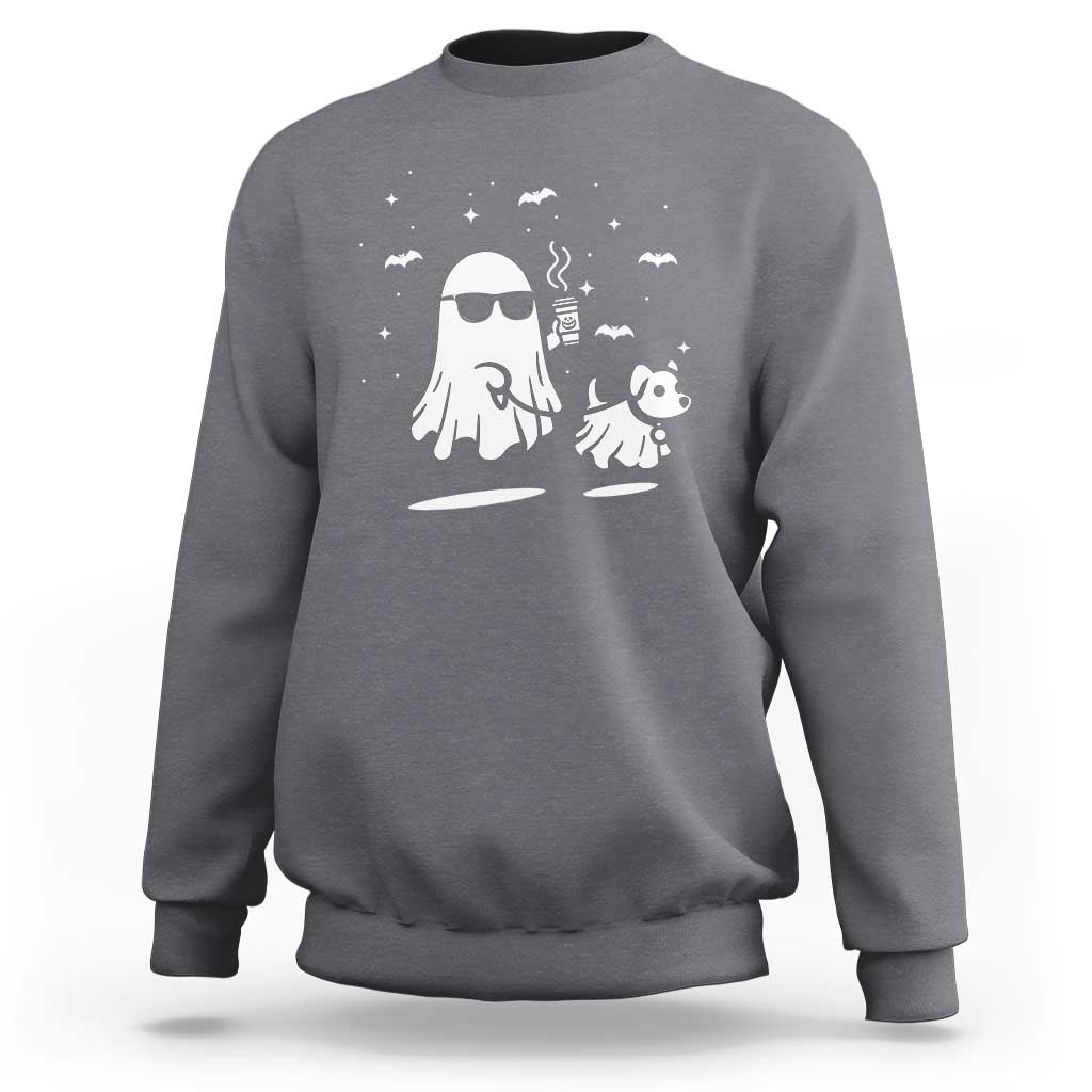 Halloween Ghost Dog Sweatshirt Retro Spooky Season - Wonder Print Shop