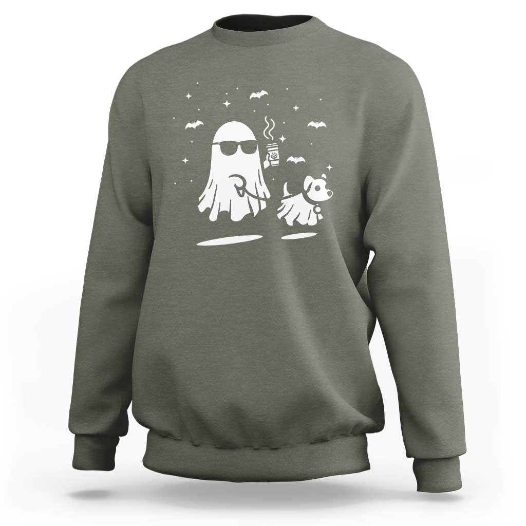 Halloween Ghost Dog Sweatshirt Retro Spooky Season - Wonder Print Shop