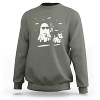 Halloween Ghost Dog Sweatshirt Retro Spooky Season - Wonder Print Shop