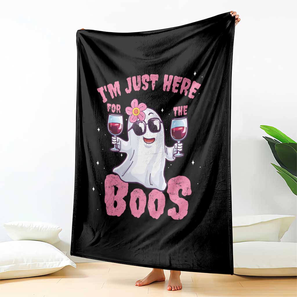 Halloween Women Ghost Cute Funny Throw Blanket I'm Just Here For The Boos - Wonder Print Shop