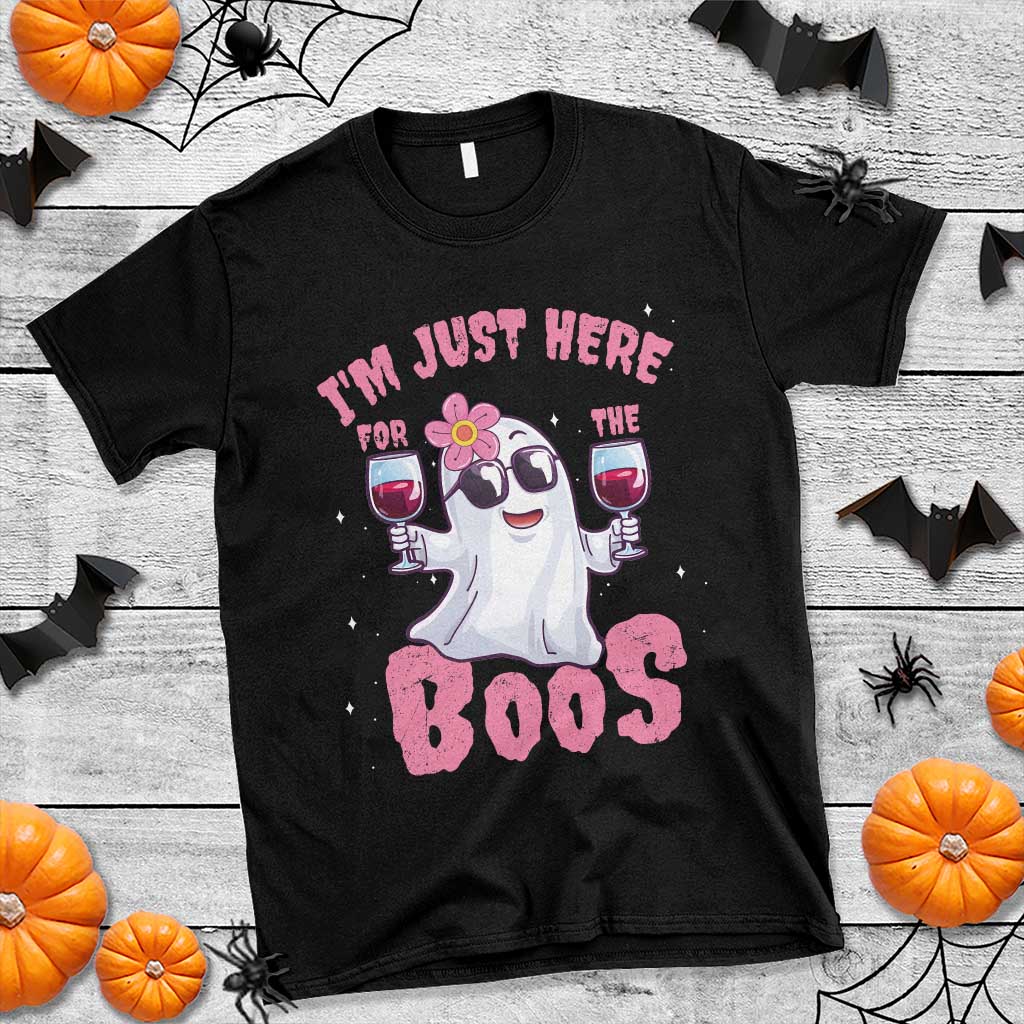 Halloween Women Ghost Cute Funny T Shirt I'm Just Here For The Boos - Wonder Print Shop