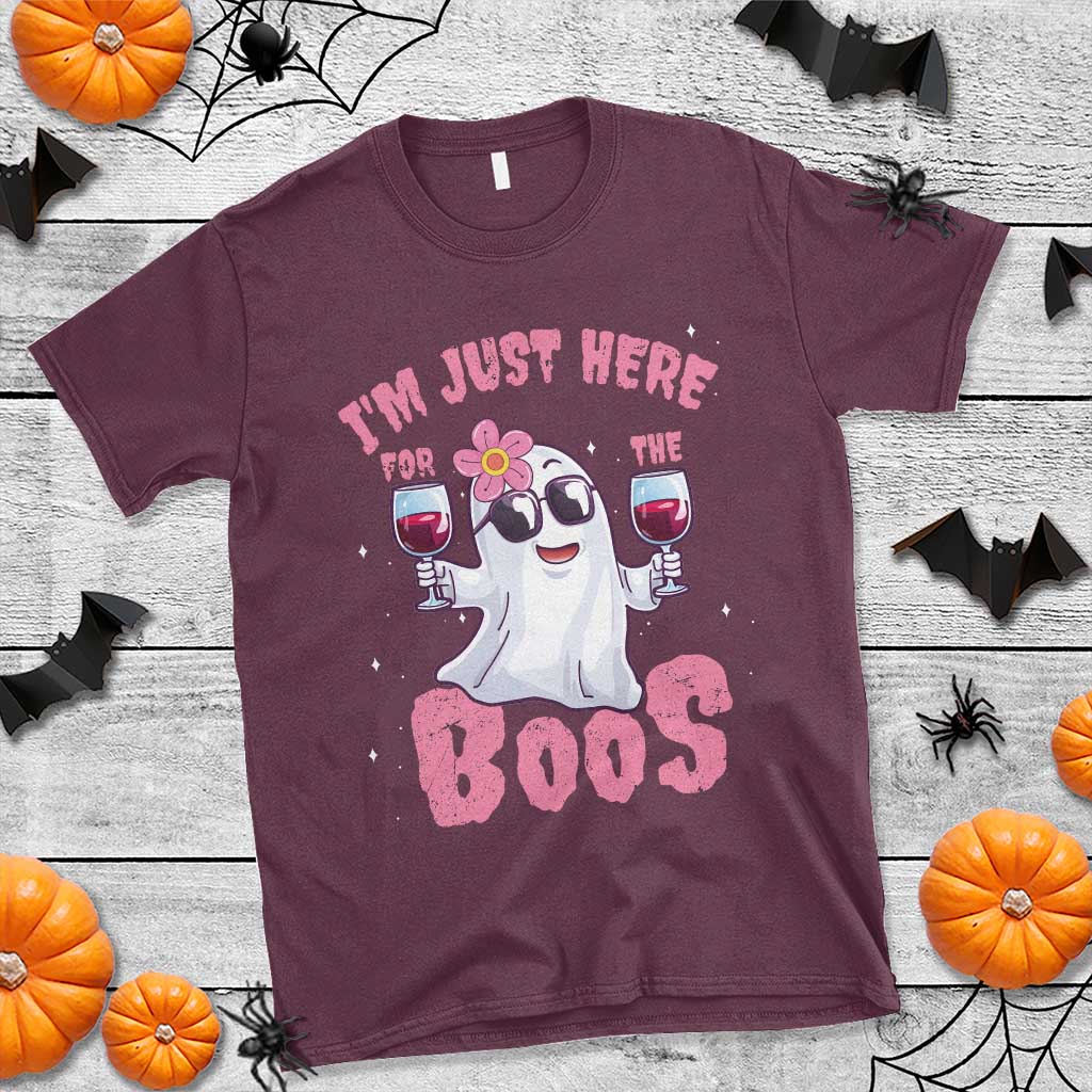 Halloween Women Ghost Cute Funny T Shirt I'm Just Here For The Boos - Wonder Print Shop